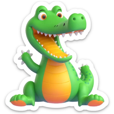 playful and expressive bright green cartoonish crocodile named Bombardino sticker