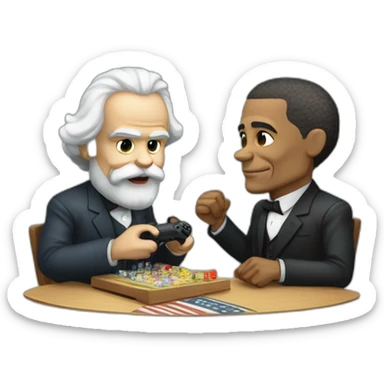 karl marx and barack obama having a video game contest sticker