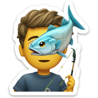 Fish hits a person while fishing sticker