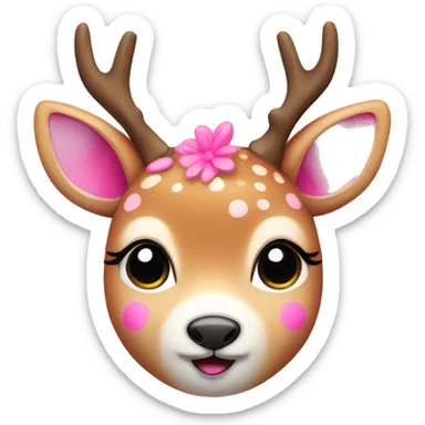 Cute deer w pink detail sticker
