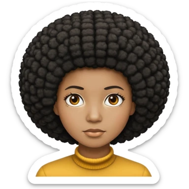  Afro not smiling and black skin color emoji sticker