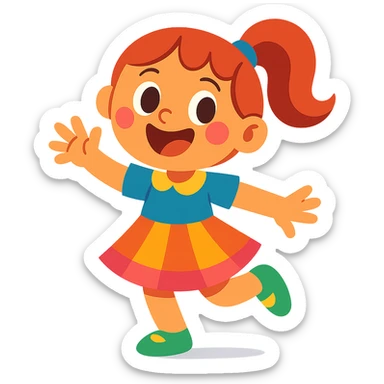 cartoon-style girl in a playful and colorful design sticker