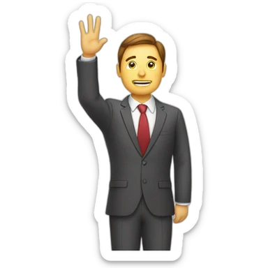 Man raising hand in suitinternal questionnaire sticker