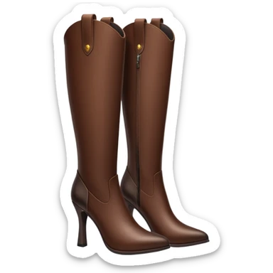 Dark brown tall leather boots with heels sticker