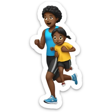 jogger holding a kid sticker