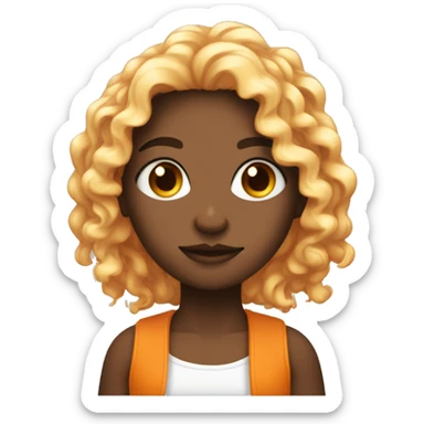 Una ragazza con capelli ricci arancioni con occhi a mandorla e una pelle bianca  sticker