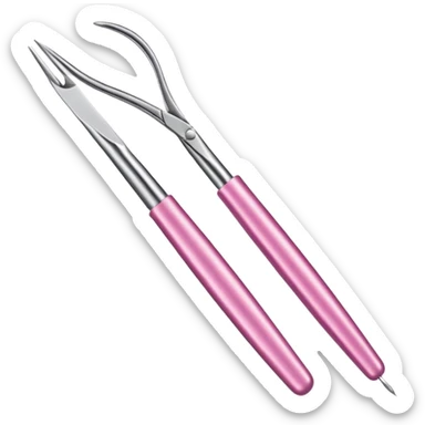 Curved tweezers for pink eyelashes sticker