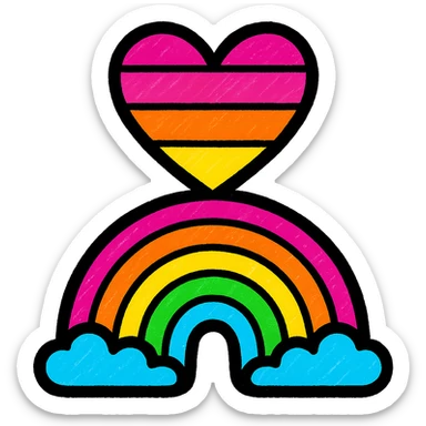lesbian pride rainbow, vibrant colors, simple and bold, no text sticker