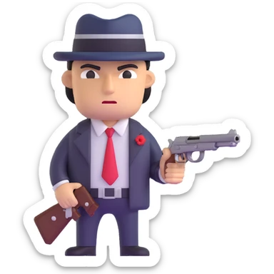 mafia gangster with tommy gun sticker