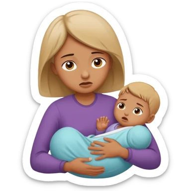 Giving birth emoji mom pushing out baby sticker