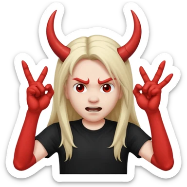 Long haired headbanging with hands in devil horns position sticker