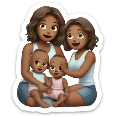 two babies and a mum sticker