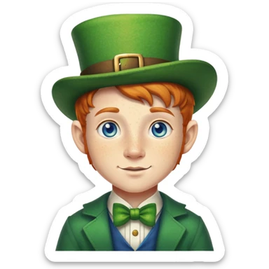 teenage leprechaun with freckles and blue eyes sticker