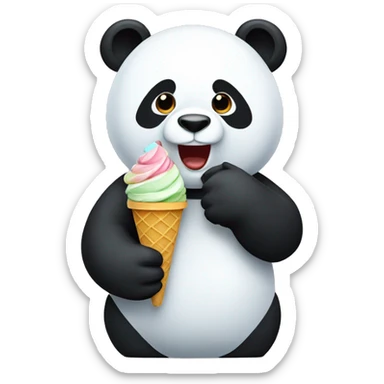 Panda eating ice cream sticker
