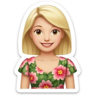 Blonde woman wearing floral dress sticker