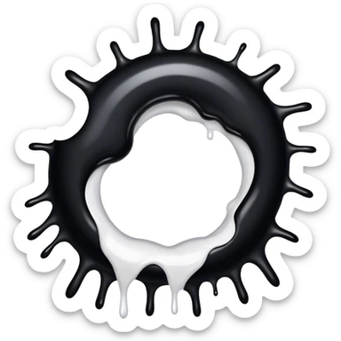 a black hole dripping white paint  sticker