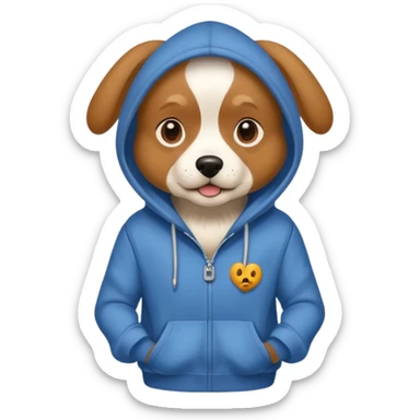 Dog wearing hoodie sticker
