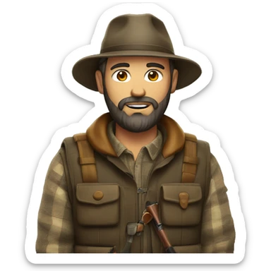 Man with beard with hunting clothes  sticker