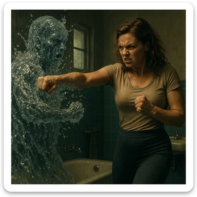 Donna che sta sconfiggendo la sua ritenzione idrica stile cinema sticker