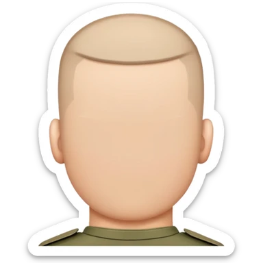rear view of military soldier's head with crew cut sticker