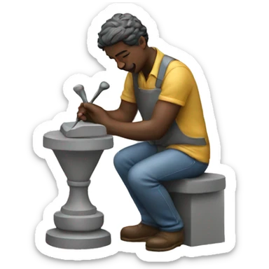 A sculptor sculpting sticker