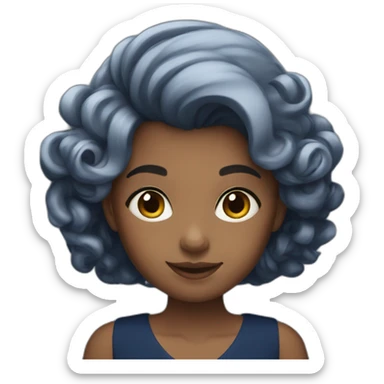 A girl with beautiful hair and wearing a navy blue dress sticker