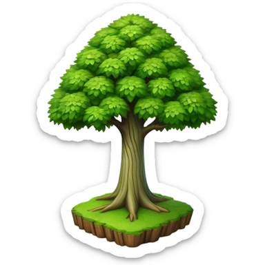 generate realistic detailed tree in 3d style green color sticker