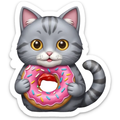 cat grey donut sticker