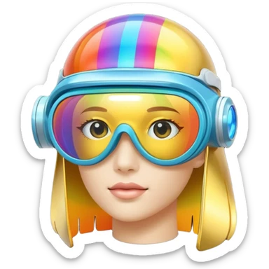 gold simulation rainbow visor goggles sticker