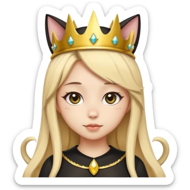 queen black cat kawaii girl sticker
