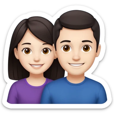 Brother ans sister, white skin, dark hair sticker