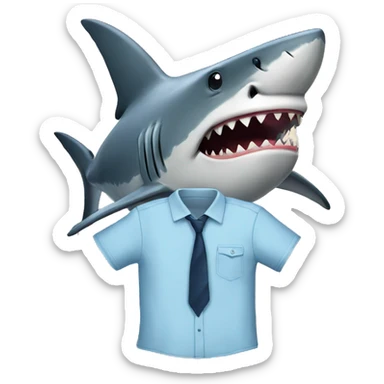 a shark with a shirt sticker