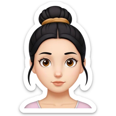 Girl with black hair and brown eye and bun in hair sticker