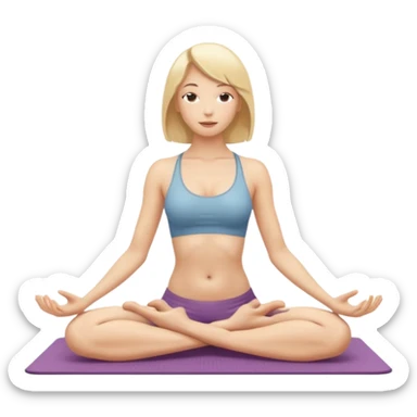 Nude woman, thin blonde, C Cup, yoga cobra pose sticker