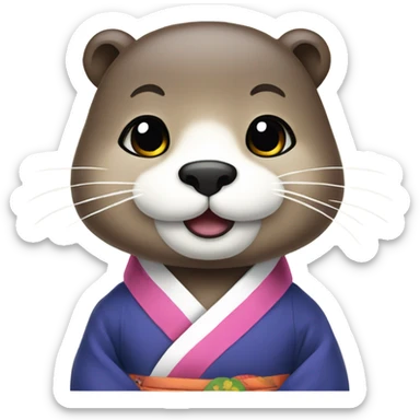 a otter face wearing traditional korean hanbok sticker