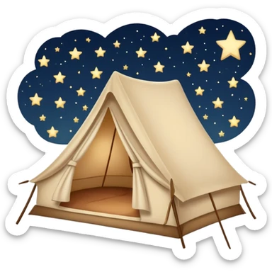 tent with stars above, sleepover vibe sticker