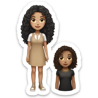 White girl with curly black hair and tan girl with long straight brown eyes  sticker