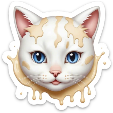 Girl cat with milk splatter on face sticker