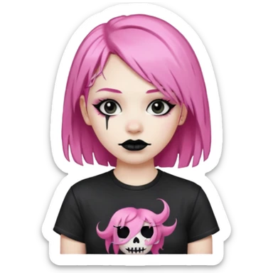 pink haired metalhead sticker
