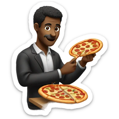 Hombre negro comiendo pizza  sticker