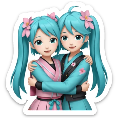 Miku and Sakura hugging  sticker