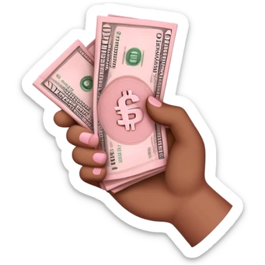Medium brown hand holding Light pink money sticker