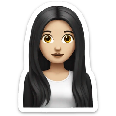 white girl with black long hair sticker
