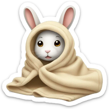 rabbit cozy in blanket sticker