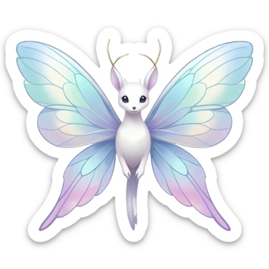  Iridescent white pale wings-ears, fairy-like-fakemon-creature  sticker