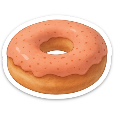 Donut in Ghibli style, detailed, soft red colors, with no background sticker