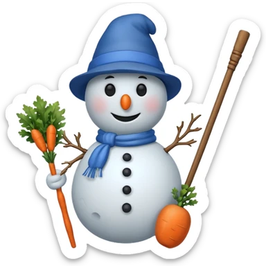 snowman wearing blue hat sticker