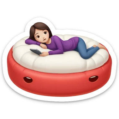 brunette girl resting on a giant marshmallow bed sticker