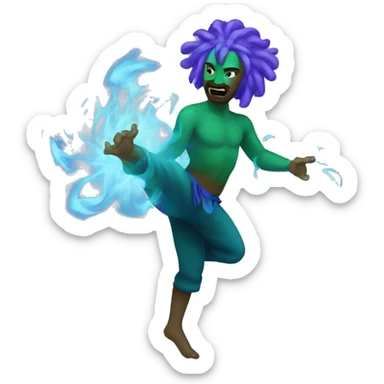 green blue and purple fire dancing sticker