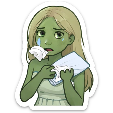 beautiful white girl with long straight blonde hair und blue eyes crying sticker